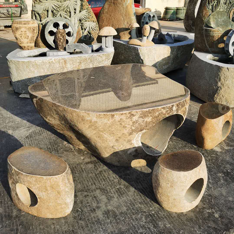 整石桌石雕公园广场庭院户外石户外石桌自然凳子石雕