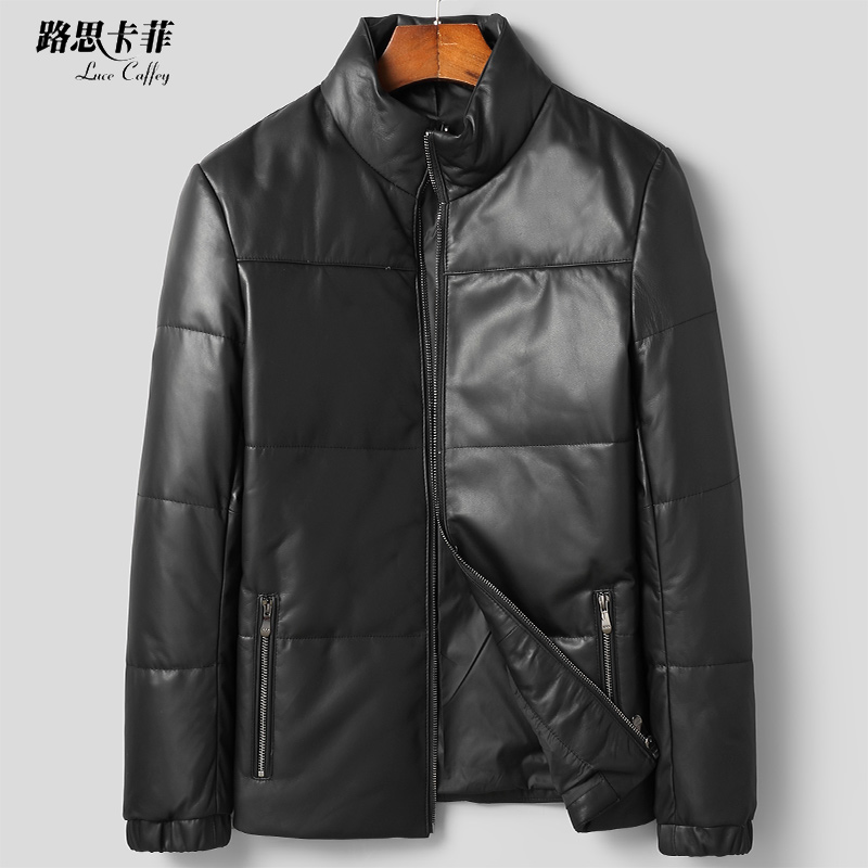 2021冬季新款真皮羽绒服男短款立领海宁休闲皮衣夹克修身外套厚款