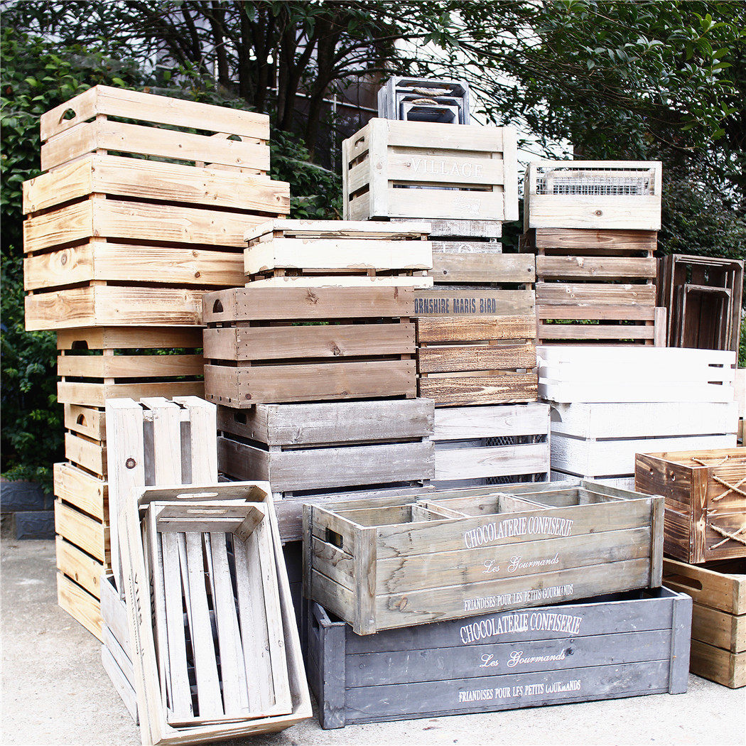 孤品集合美式乡村复古做旧木箱箱子实木收纳收纳箱