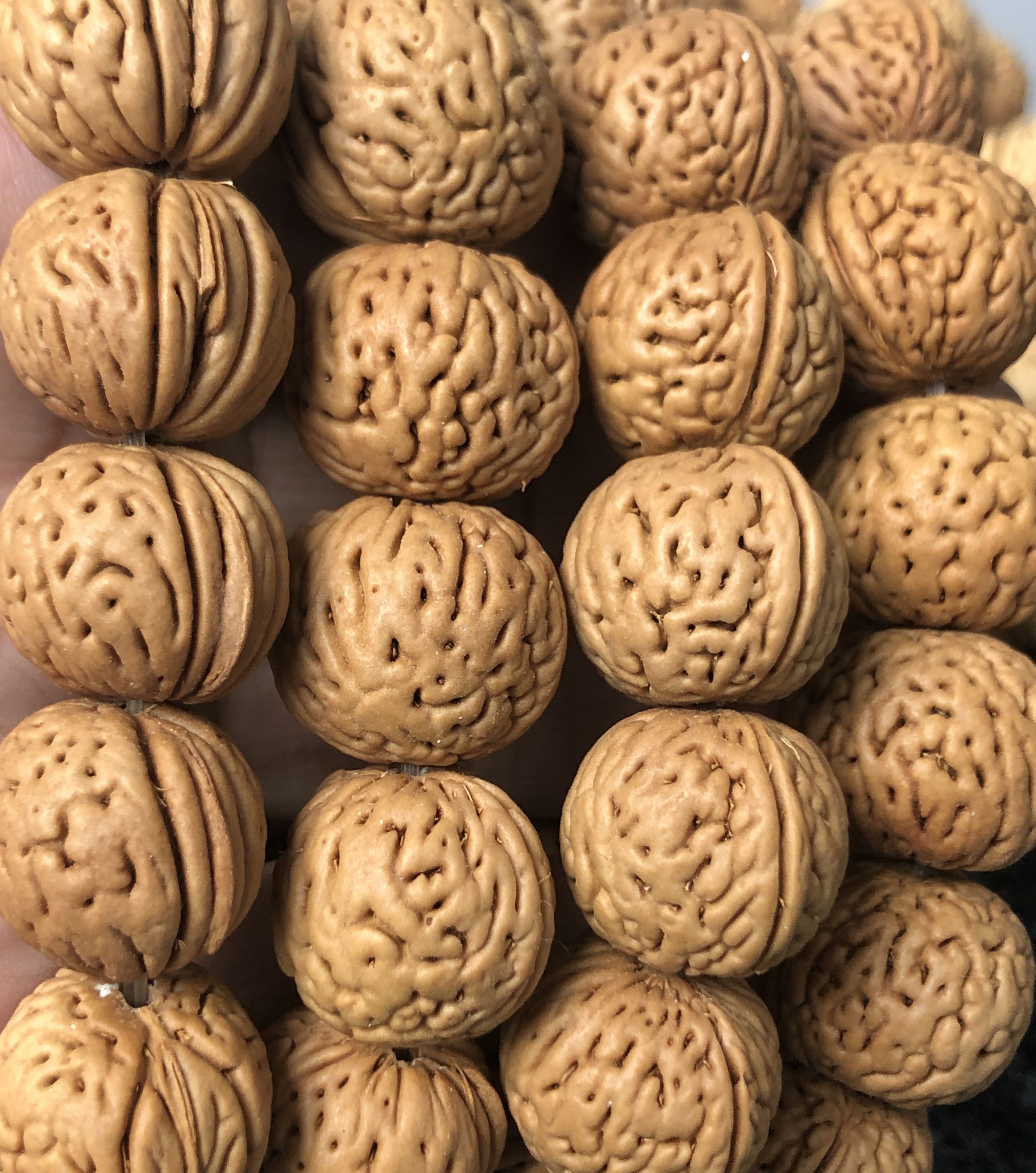 桃核精品蚂蚁核桃文玩苹果园正圆手持脑纹野生山佛珠