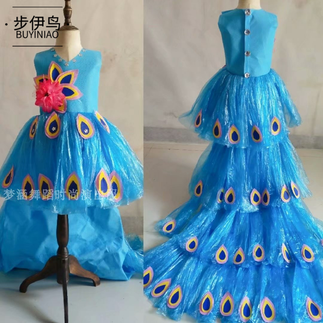 垃圾袋裙子手工手工制制作衣服走秀环保时装材料儿童演出服
