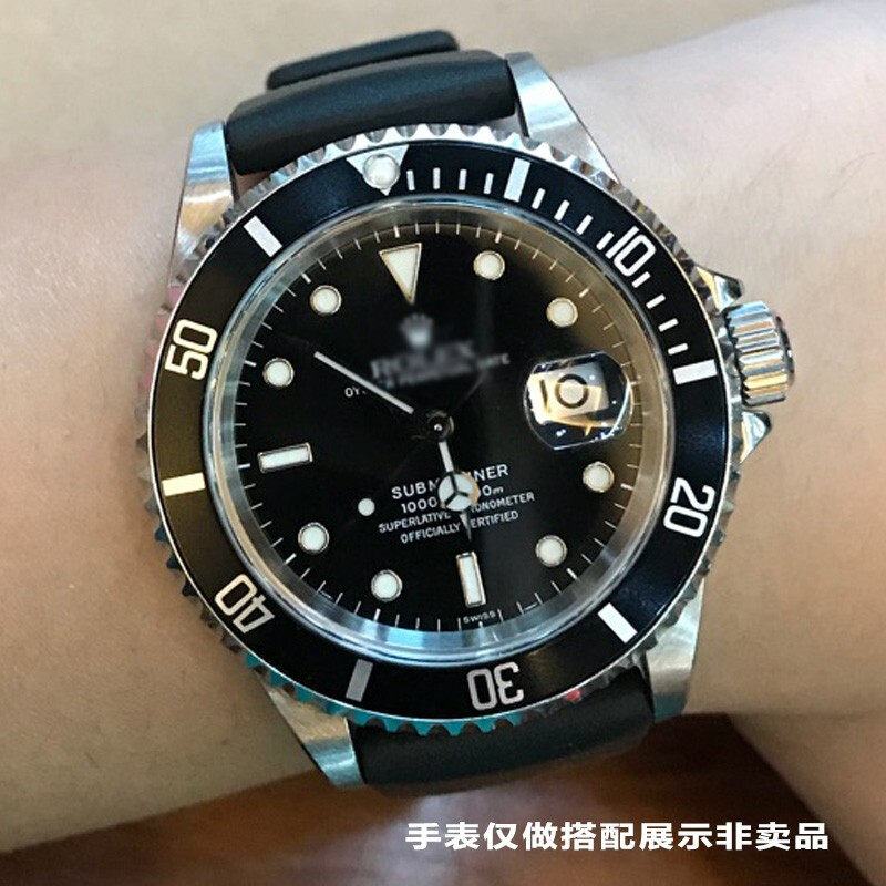 海奕施hirsch表带天然橡胶硅胶男女手表通用黑色配件