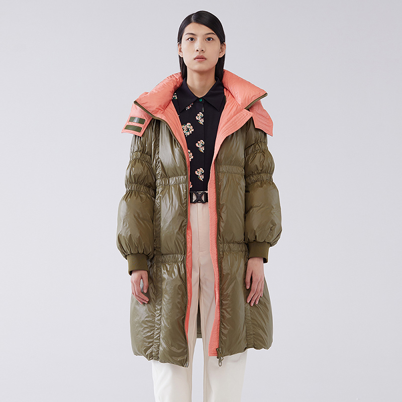 艾莱依商场同款2020冬季新款中长款连帽羽绒服女厚外套6020401126