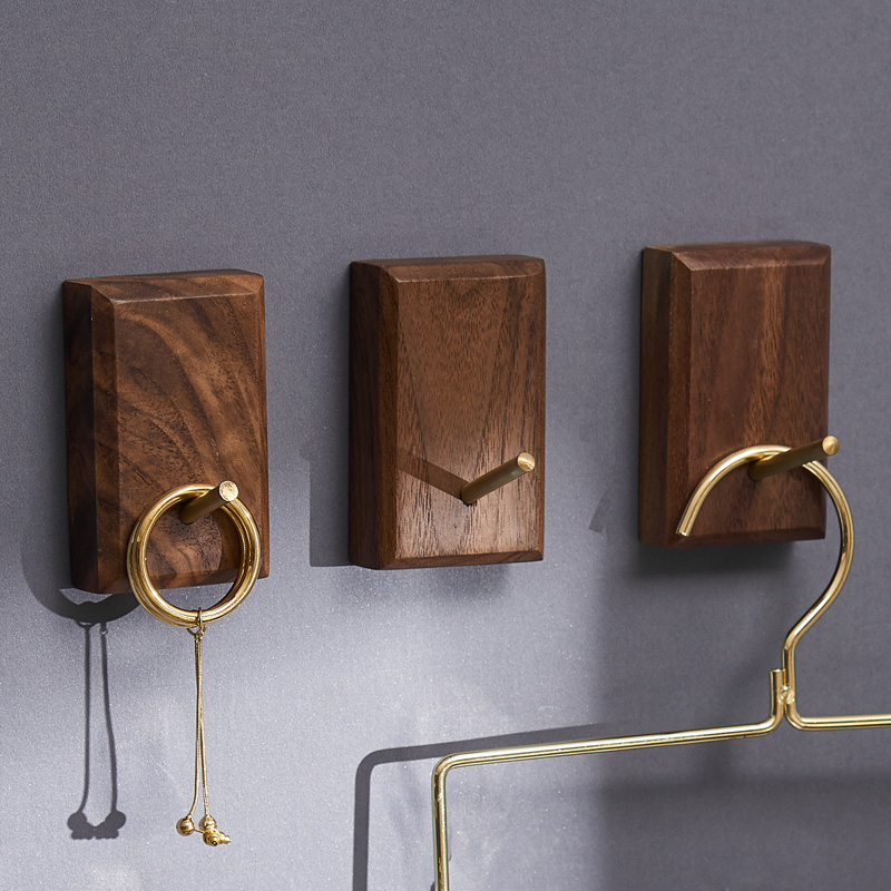 实木挂衣钥匙浴室瓷砖壁挂免钉粘钩门口挂钩挂钩