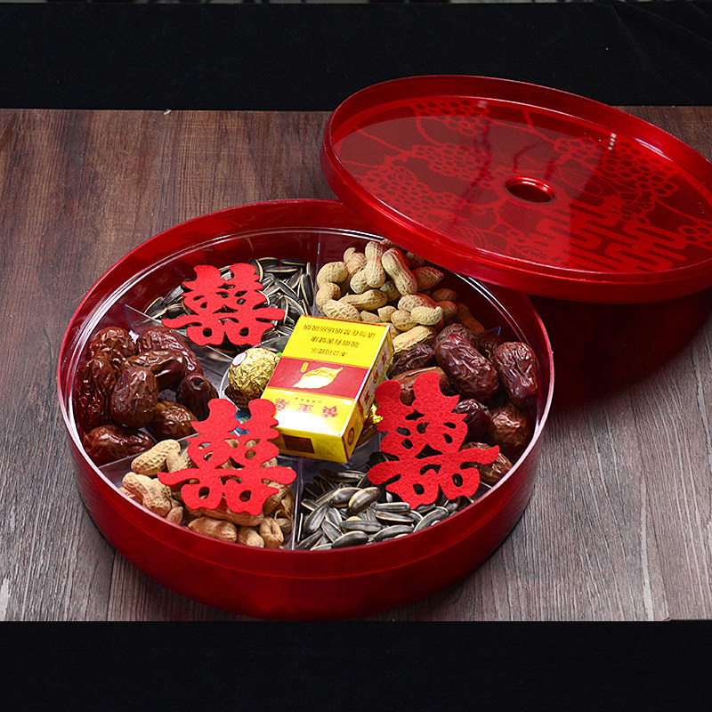 结婚干果婚庆用品喜糖糖果盒客厅红色喜庆创意瓜子果盆