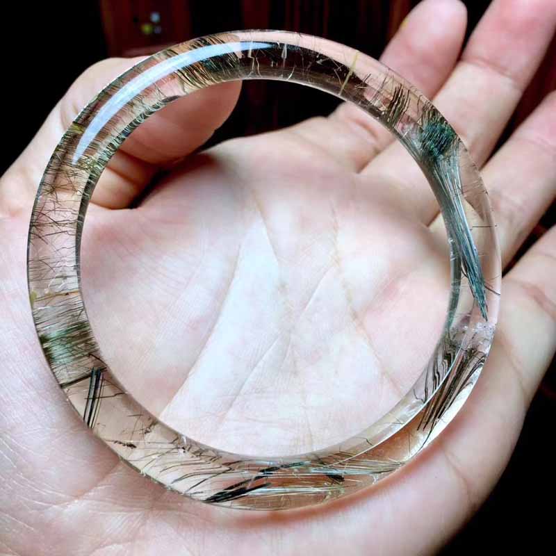 手镯魅晶天然白发晶银钛晶水晶顺发猫眼银发手镯