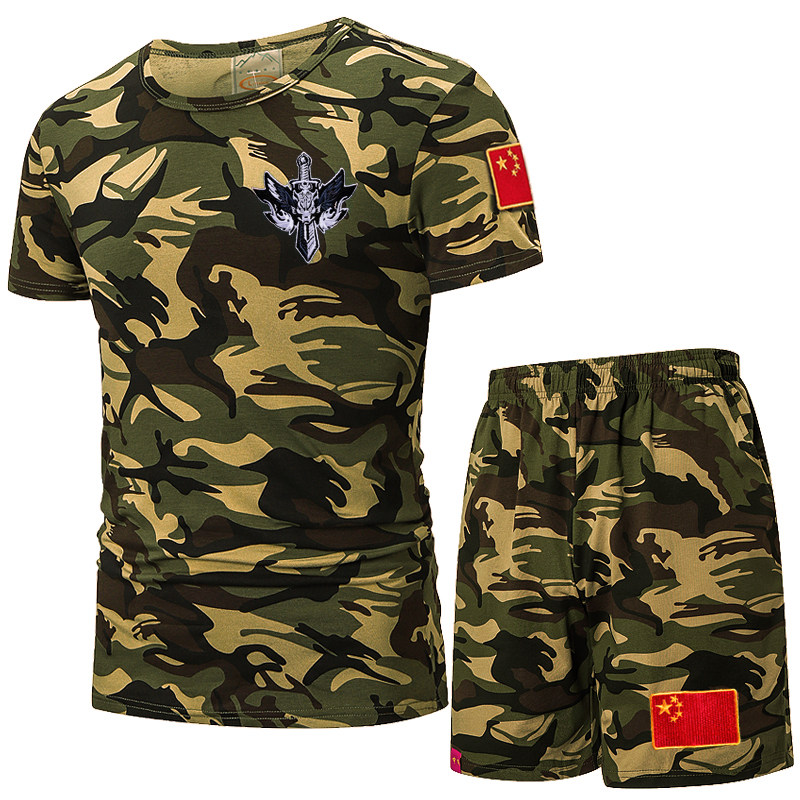 迷彩套装短袖军训夏季薄款军迷特种兵衣服服装t恤