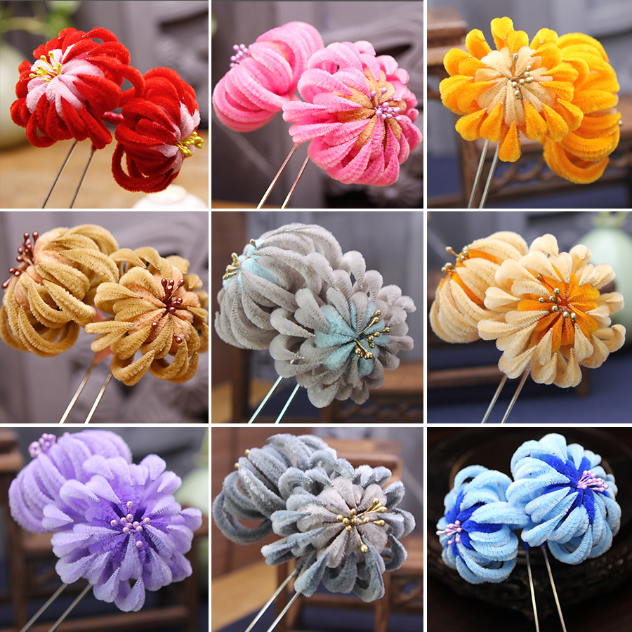 绒花古装延禧攻略旗头饰品清朝妃子发饰