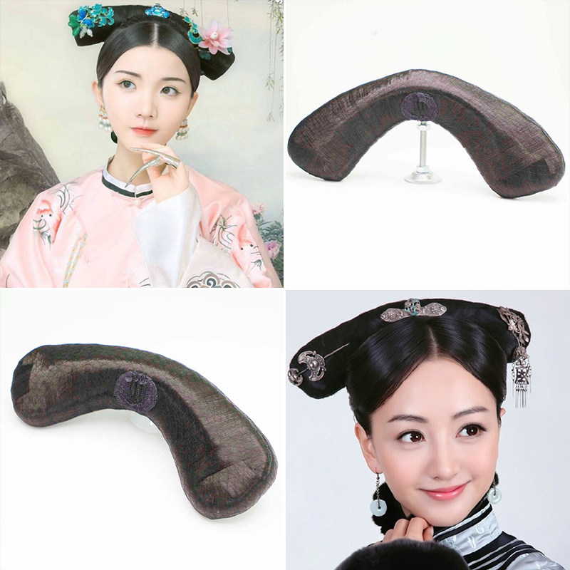 影视清朝假发妃子旗头福晋格格造型古代公主带插梳旗头a046047