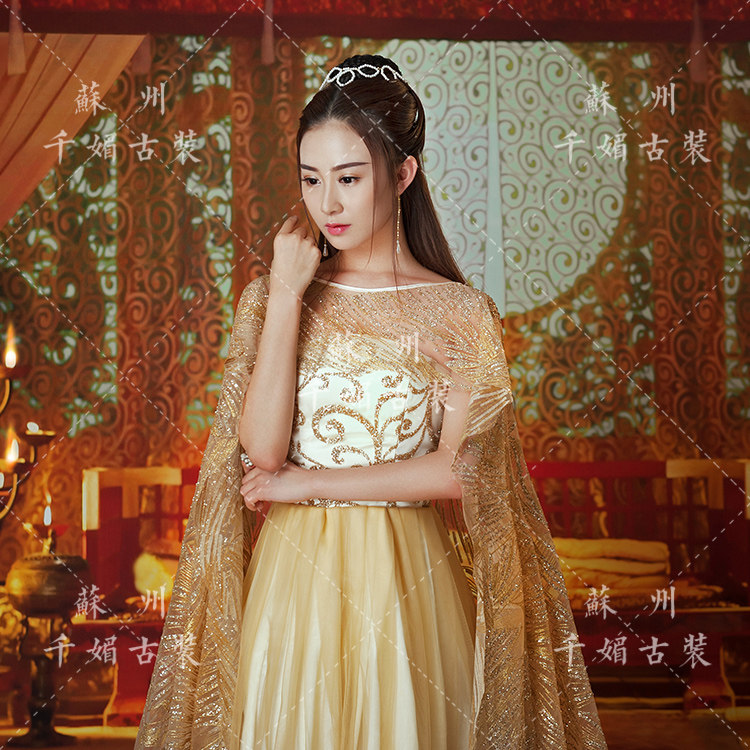 黄梦莹梦莹素锦同款女古装妃子古代贵妃汉服演出服民族服装