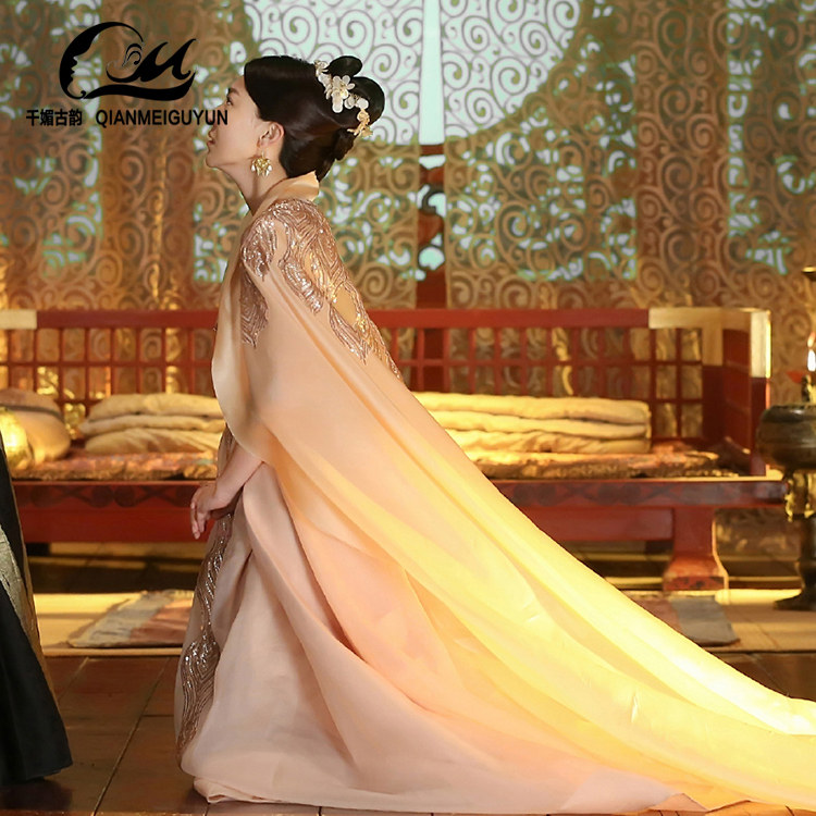 黄梦莹梦莹素锦同款女古装妃子古代贵妃汉服演出服民族服装