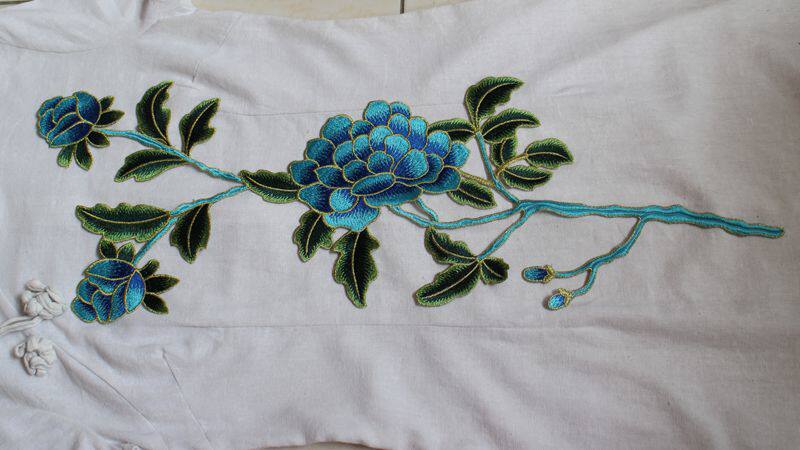 芍药牡丹一枝花刺绣水溶花边民族服饰旗袍绣贴布贴花珠子