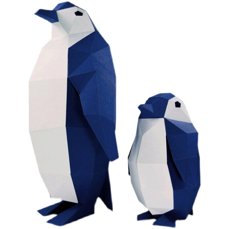 2款帝企鹅父子南极洲动物立体纸艺多边形落地摆件其他类型纸模