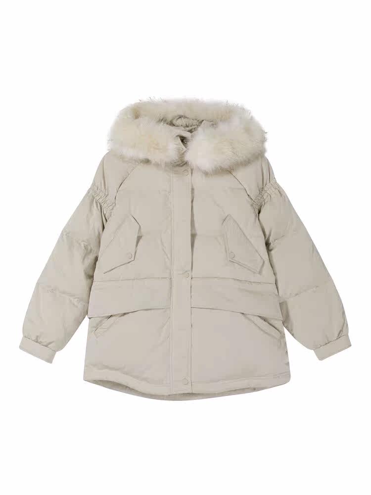 cachecache羽绒服2021新款宽松松显瘦大口袋短款外套羽绒服