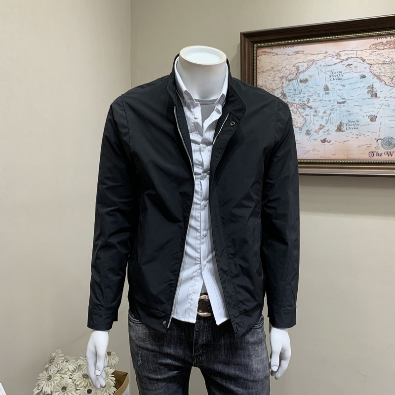 秋季新款立领夹克男士韩版修身简约休闲黑色外套男潮流上衣服男装