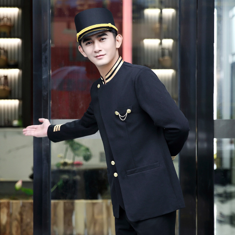 酒店大堂接待迎宾门童服装门卫制服饭店餐饮工装制服