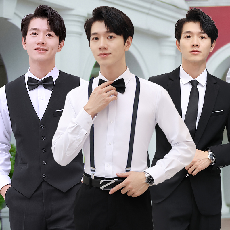 伴郎服西式兄弟装男结婚团服装西装男士衬衫马甲三件套装礼服夏季