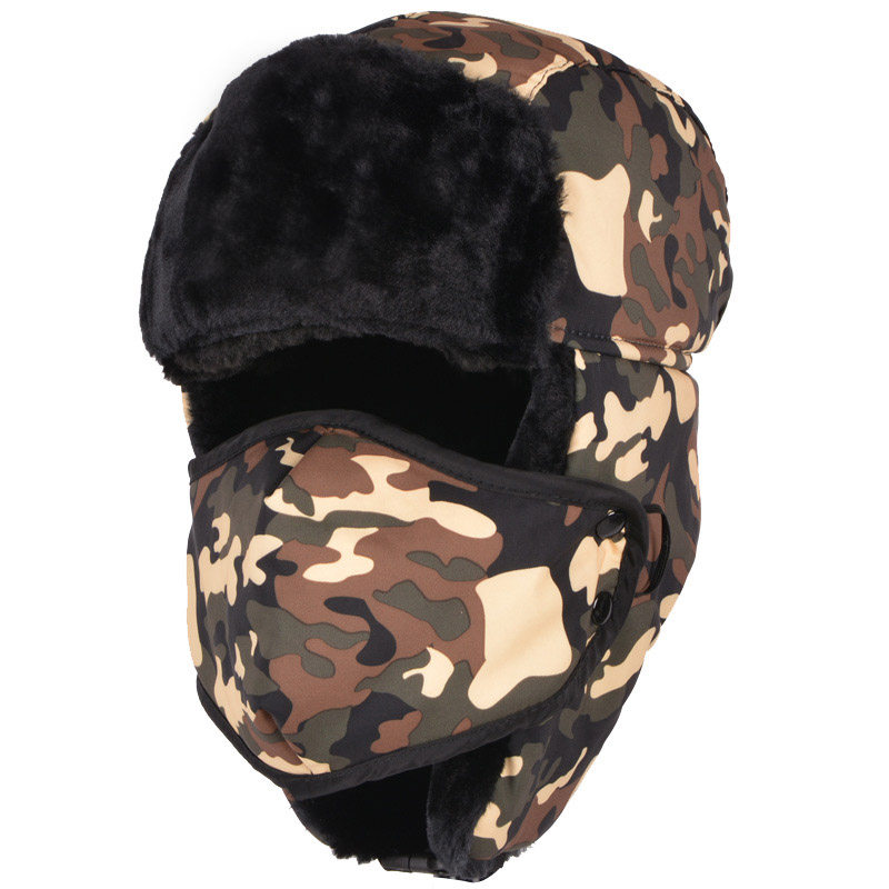 防水迷彩帽军帽 防寒雷锋帽男潮保暖滑雪帽女帽子男冬帽青年护耳
