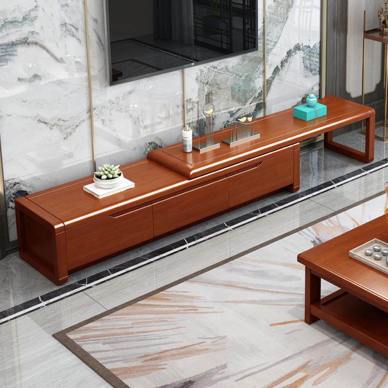 实木电视柜茶几组合小户型新中式客厅家具现代简约伸缩北欧影视柜