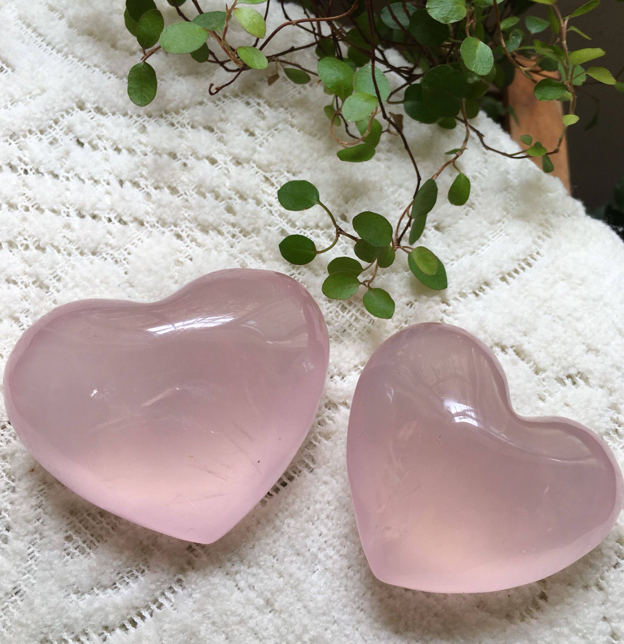 新款现货莫桑比克水晶大爱爱心摆件粉晶心形心心相印奇石