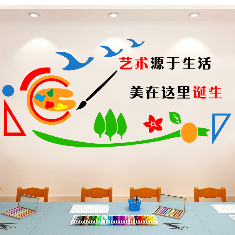 教室装饰美术贴画儿童儿童画画画绘画培训班装饰布墙贴