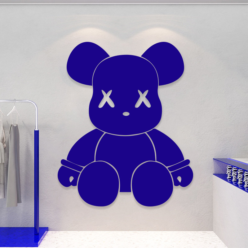暴力熊墙贴芝麻街kaws网红理发店服装奶茶烧烤饭店墙贴