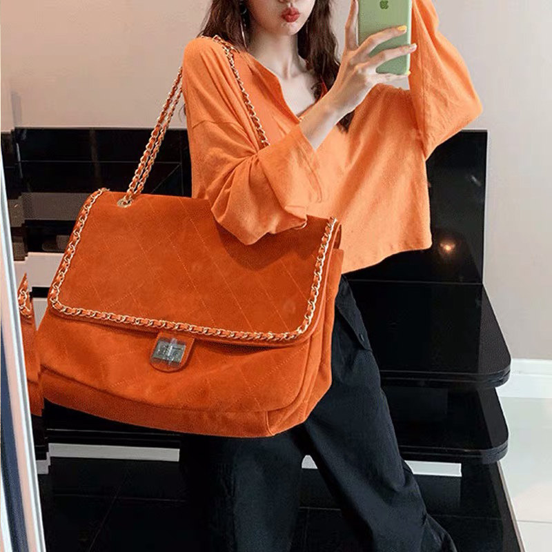 大容量单肩包简约小香风菱格纹链条包2020包包网红mona同款包大包