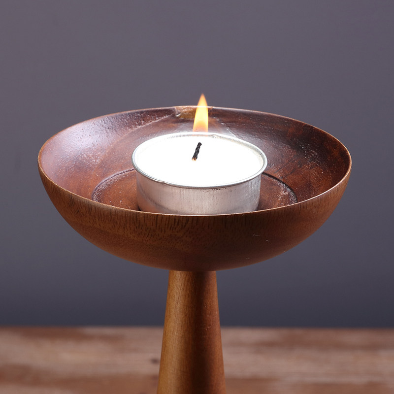 新中式餐桌托盘烛台大蜡灯盏手持高脚烛台