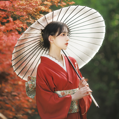 日式和服复古华丽小振改良摄影旅拍写真红色牡丹连衣裙