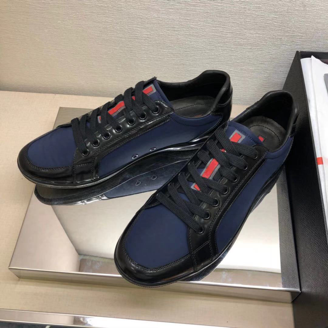 欧洲站奢侈品P大牌古普菲奇拉达家商务休闲运动尼龙布透气男鞋潮