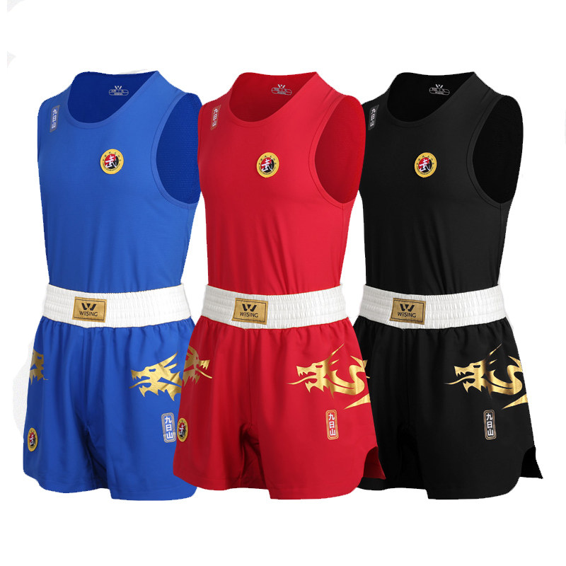 九日山男女女子比赛散打服夏大小龙凤泰拳成人拳击服