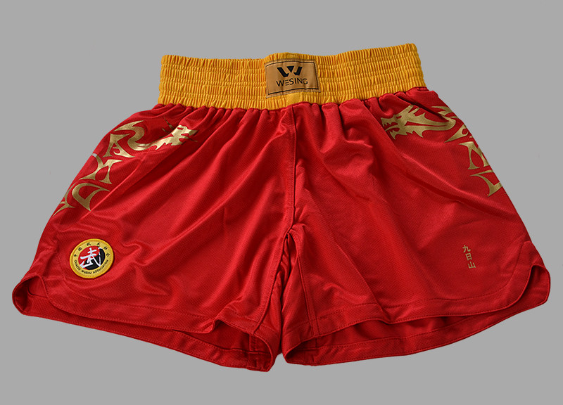 散打短裤九日山服印龙图泰拳训练短袖新款红蓝拳击服