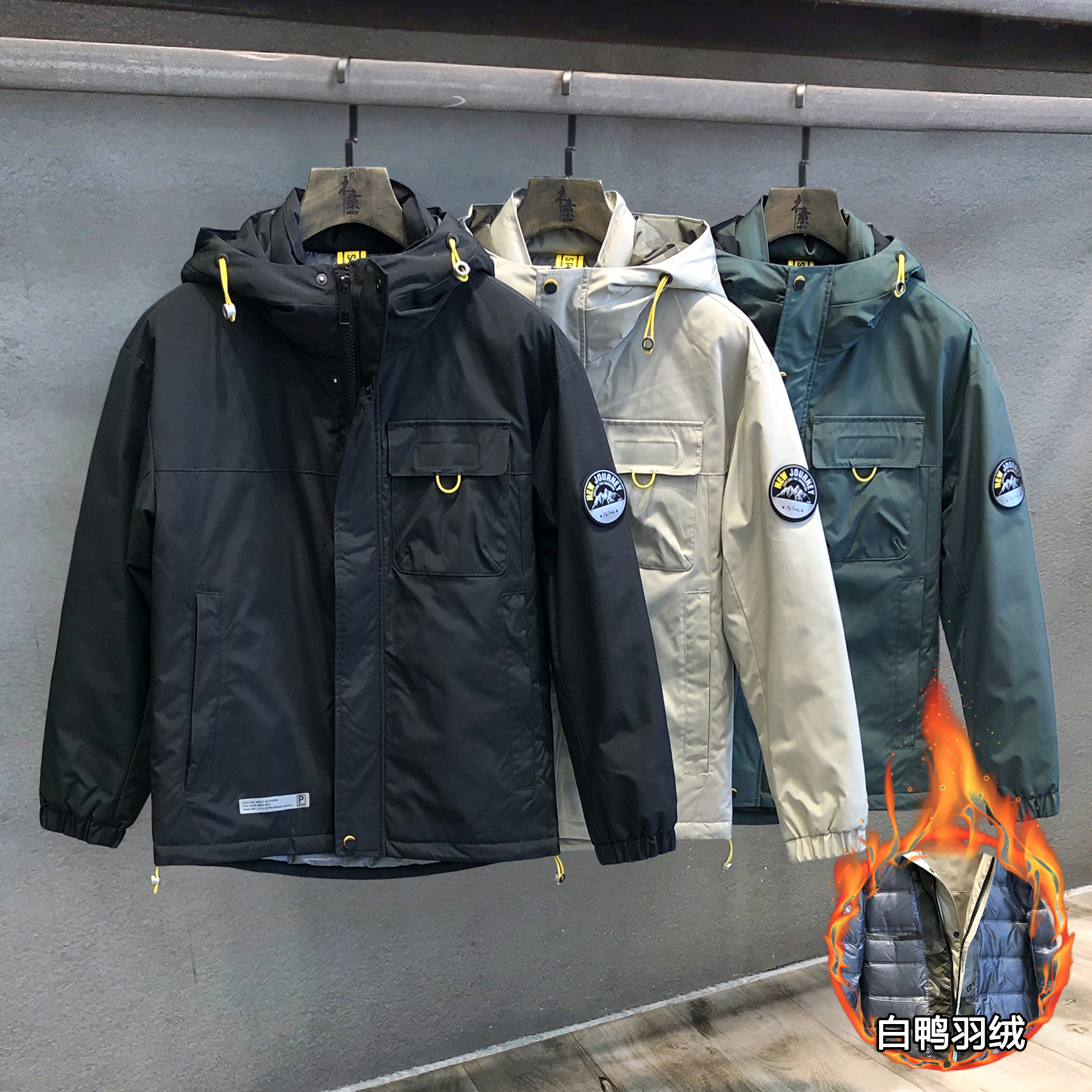 运动户外2021冬季新款潮牌羽绒服男士工装短款男装棉服外套棉衣男