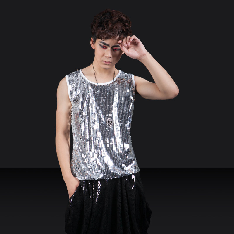 夜店男歌手摇滚ds修身演出服夜场酒吧舞台非主流背心