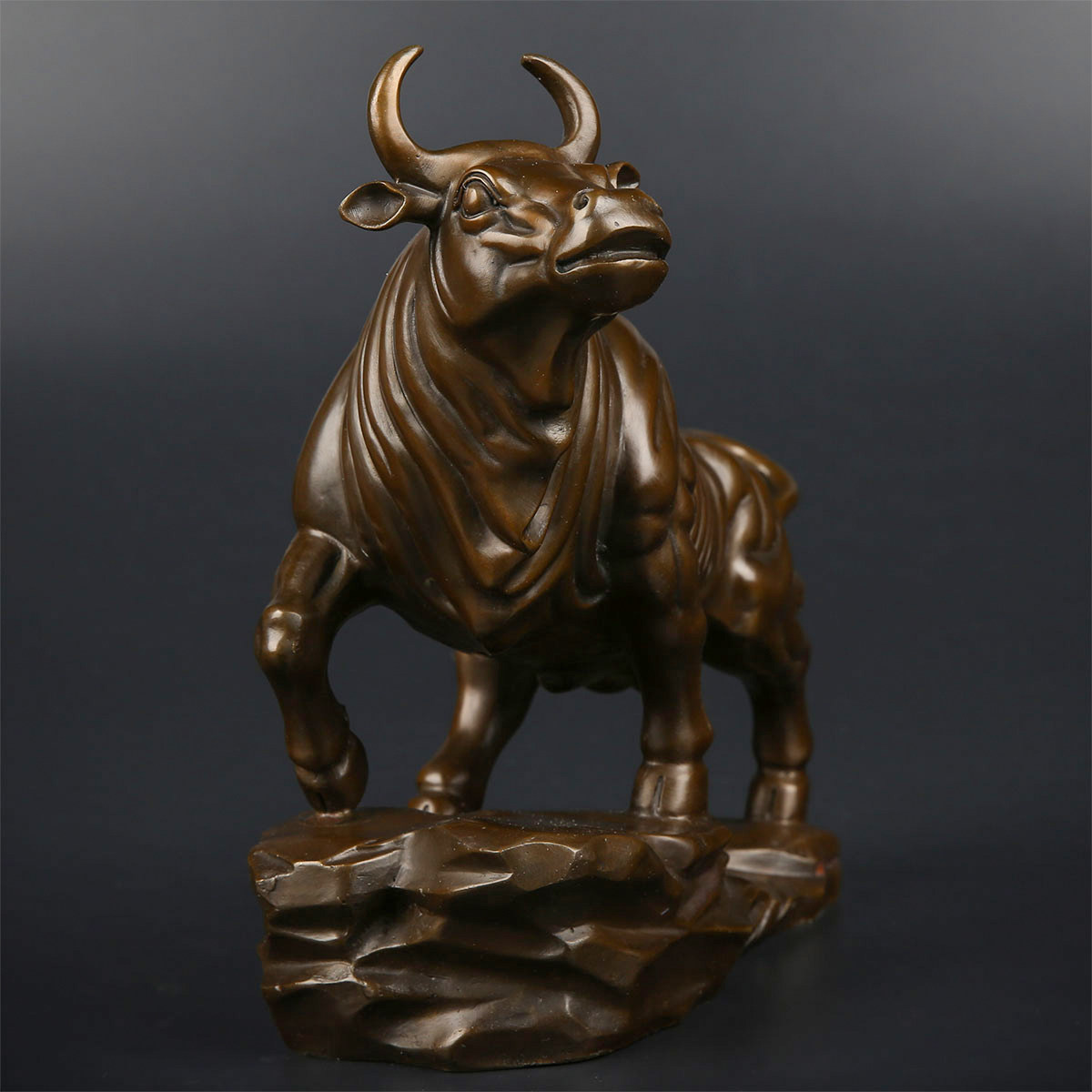 匠泽铜魂纯铜牛气冲天旺市铜牛摆件风水工艺品摆件