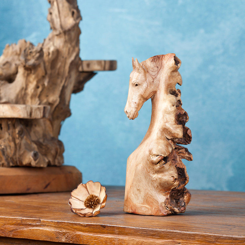 包邮巴厘岛原木马头腐木根雕木雕动物特色根艺根雕