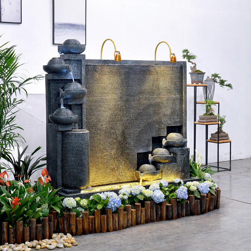 大型欧式水幕墙流水墙 风水招财花园庭院装饰喷泉墙屏风隔断装饰