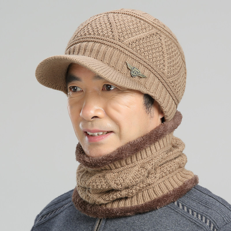 帽子男秋冬天中老年棒球帽针织毛线户外保暖帽男帽子