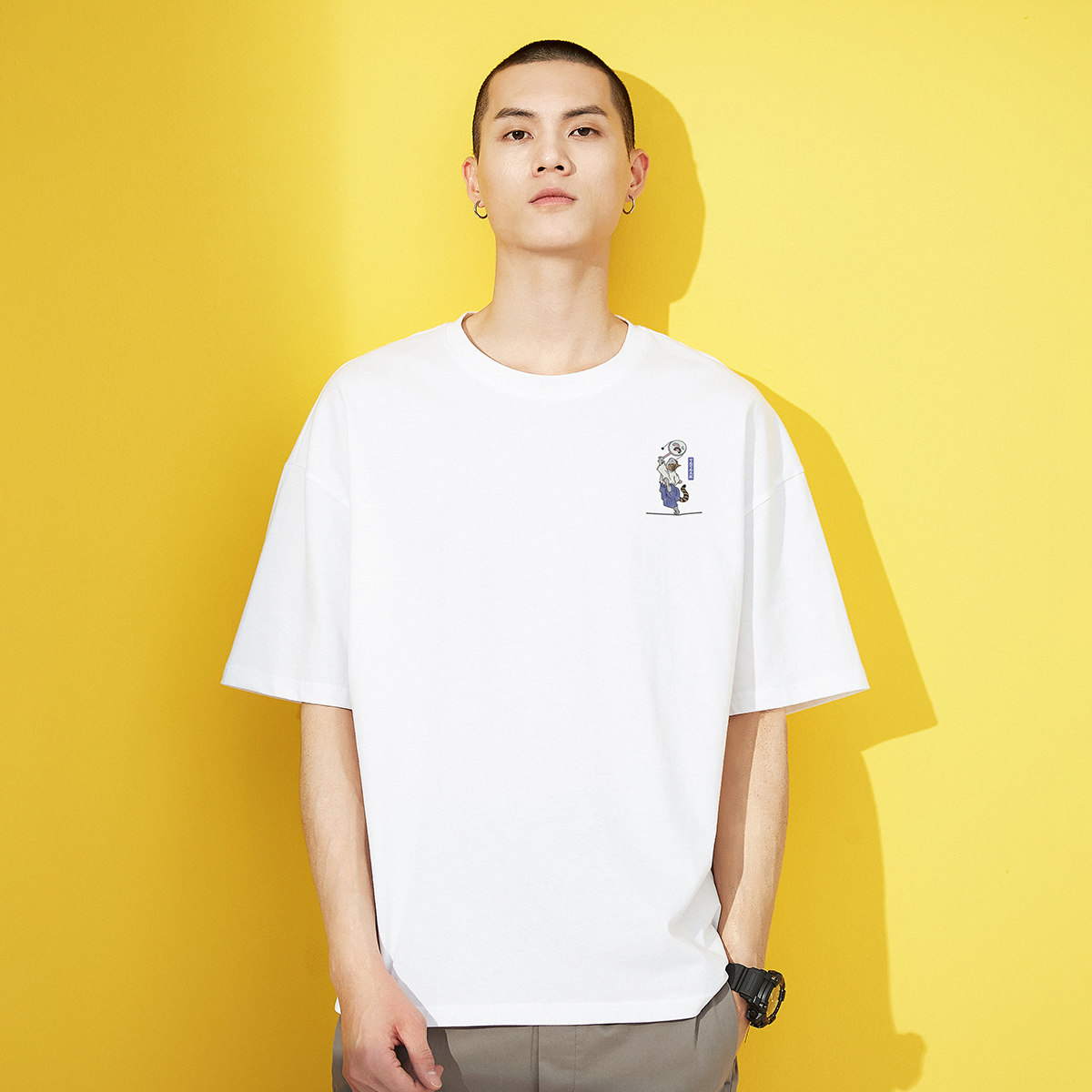 拓路者日系风格落肩夏季新款纯棉宽松透气男女t恤