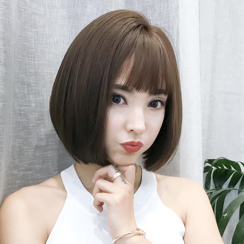 魅丝黛儿韩式侧分假发女短发 bobo头韩国气质修脸蓬松内扣短直发