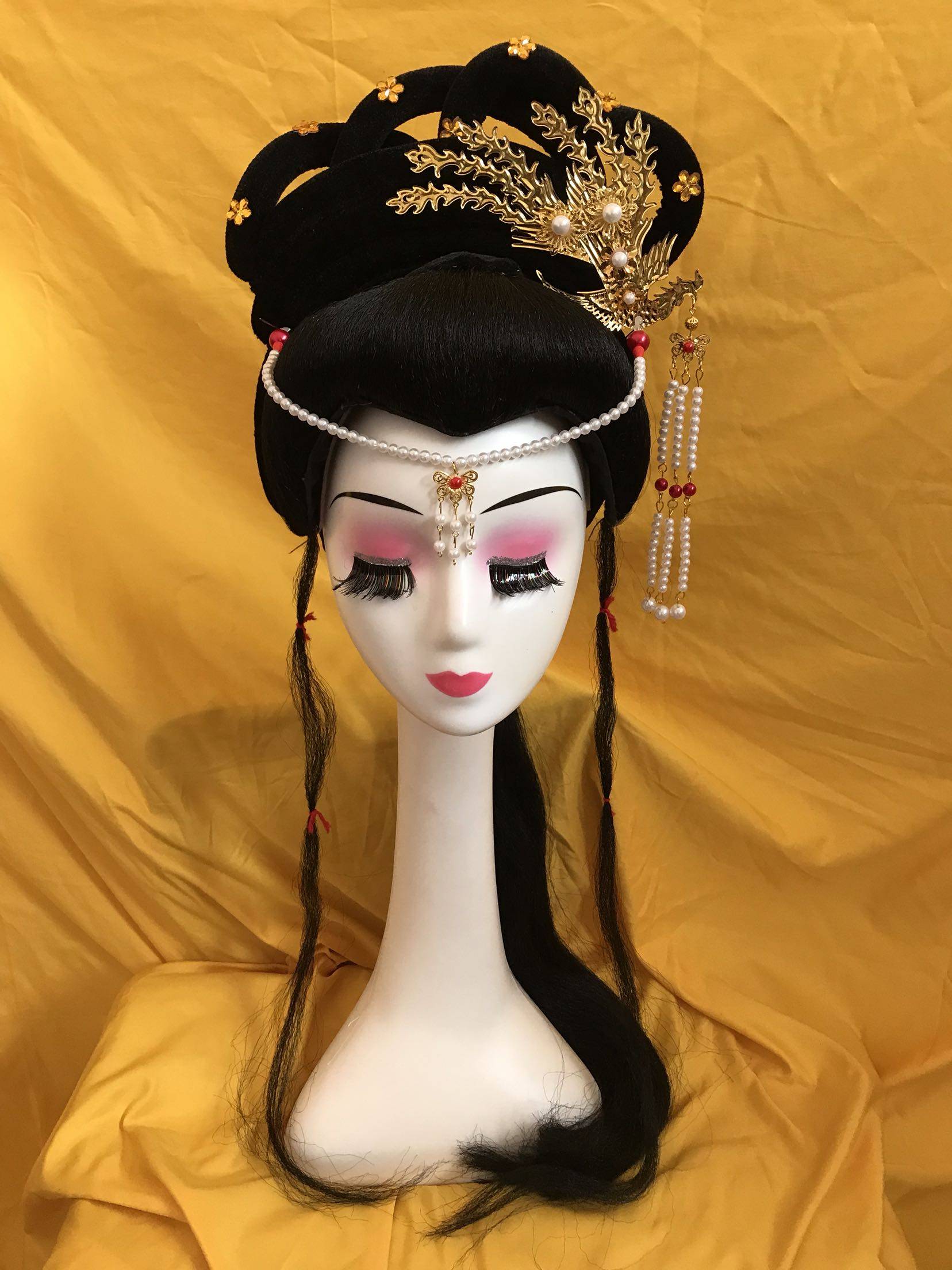 头饰戏剧假发戏曲花旦头套黄梅戏古装仙女表演头饰