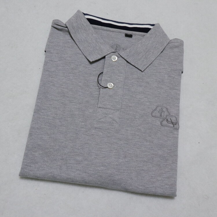 蓝豹lampo短袖恤衫新款翻领商务全棉灰色休闲t恤