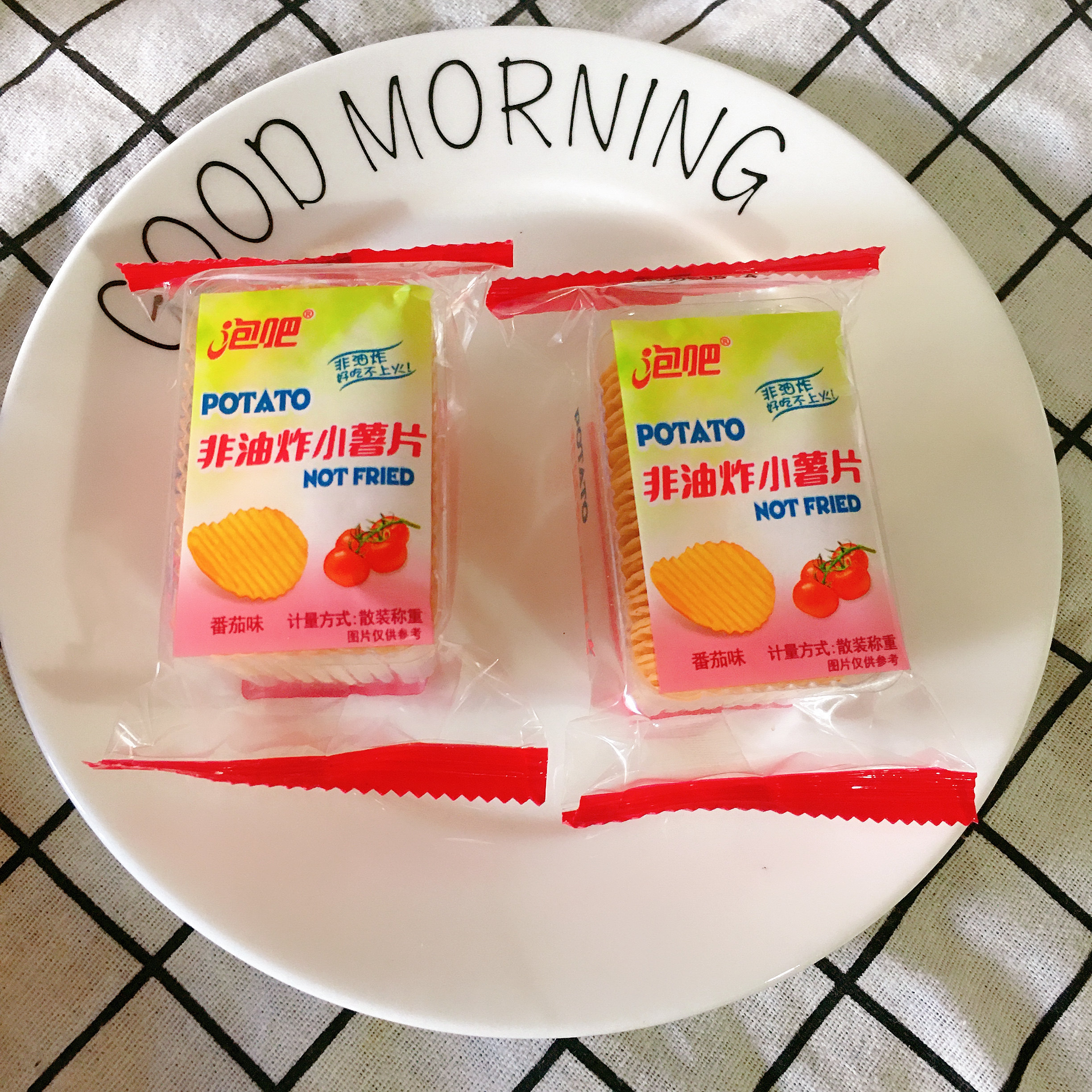 泡吧油炸薯片香葱排骨番茄原味500克网红儿童膨化食品