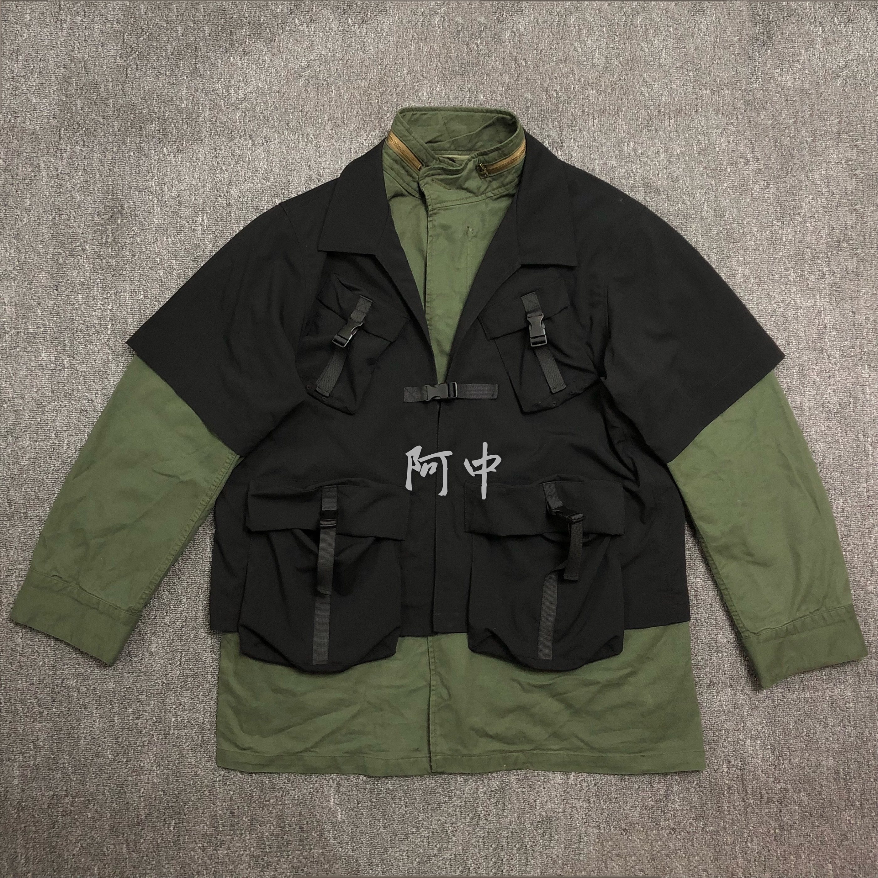 军事风衣夹克两件可拆卸四袋工装m65乐同余文乐夹克