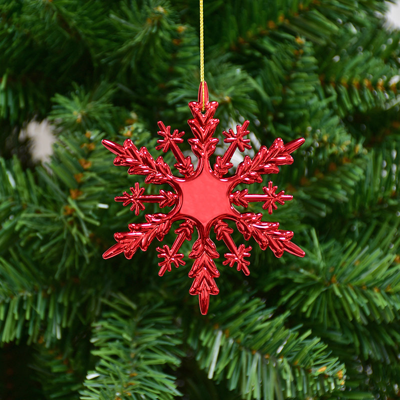 圣诞节装饰用品金红白红白电镀雪花片挂饰圣诞树场景布置圣诞装饰品