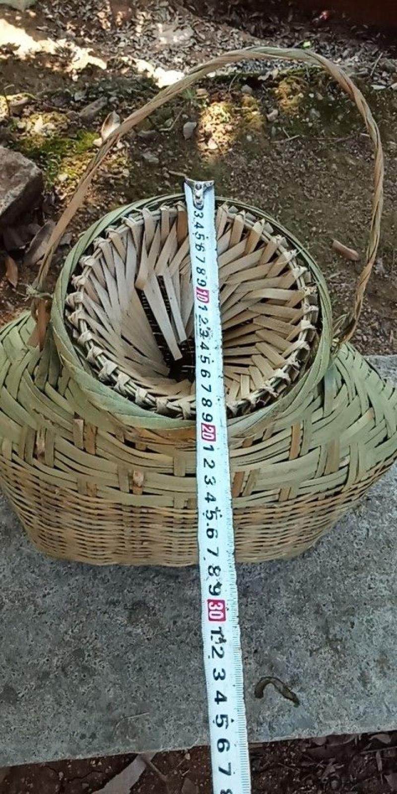 农家竹编鱼篓背篓竹篮竹鱼篓装饰道具花篮鱼娄竹编