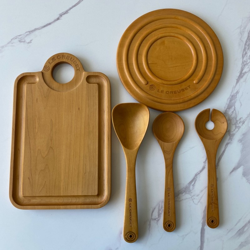 酷彩lecreuset枫木日式餐具汤勺饭勺切菜菜板木铲