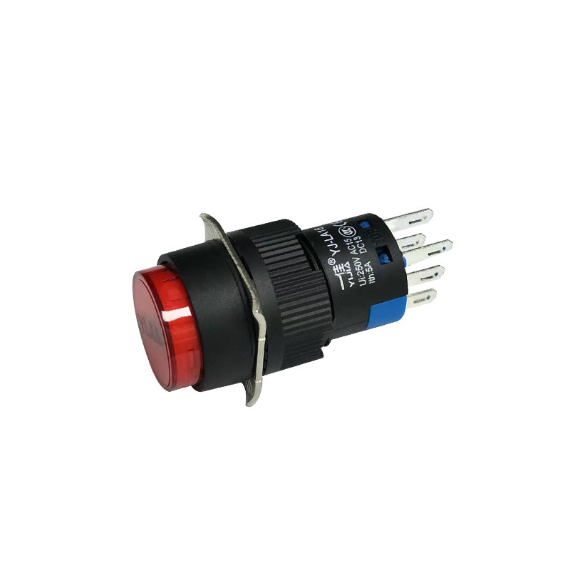 按钮开关一佳yjla1622bn复位自锁启动停止6脚按钮