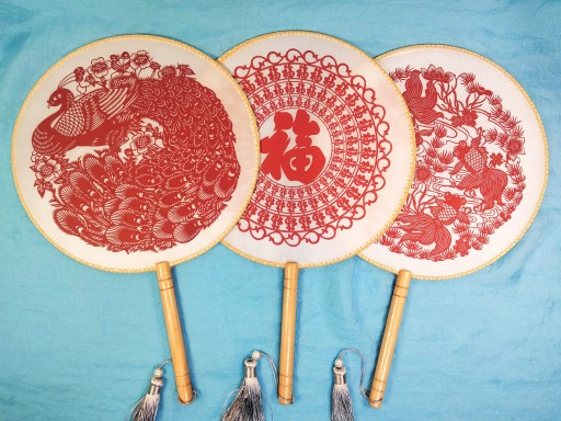 剪纸装裱小团团扇中国古典朋友同学小礼礼品剪纸