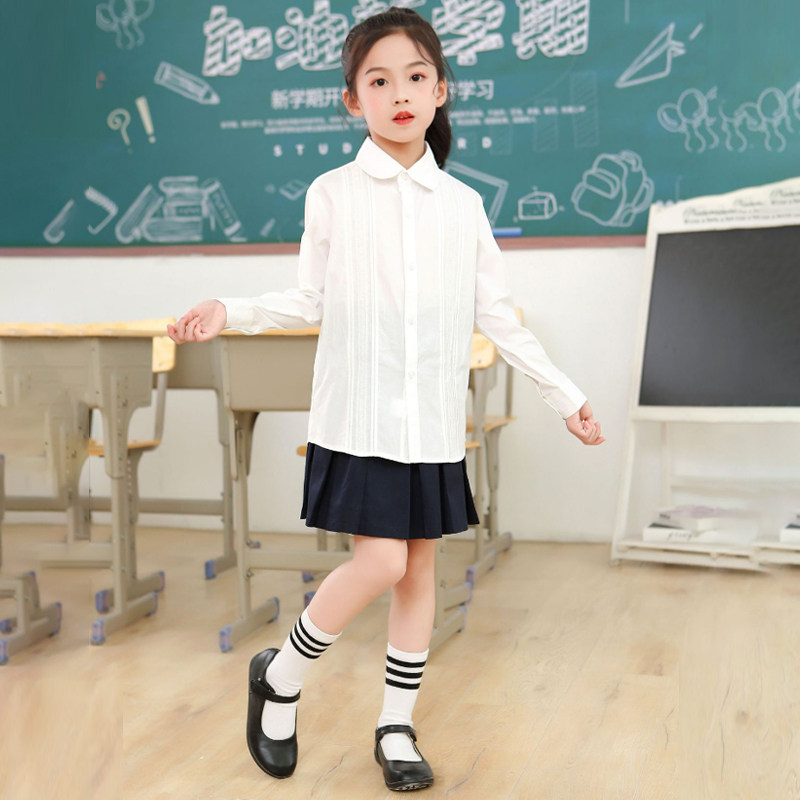 英伦蝴蝶结织带淑女百褶裙藏青半身裙女童裙子中大童学生校服短裙